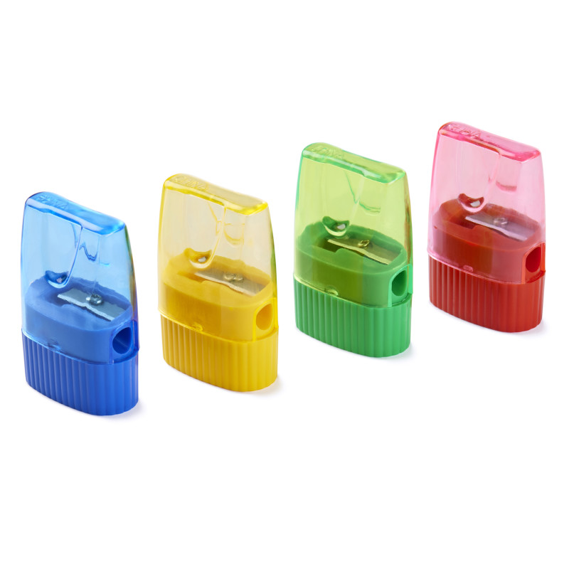 Pencil+Sharpener+with+Shaving+Receptacle+and+Cone+Shape%2C+Assorted+Colors