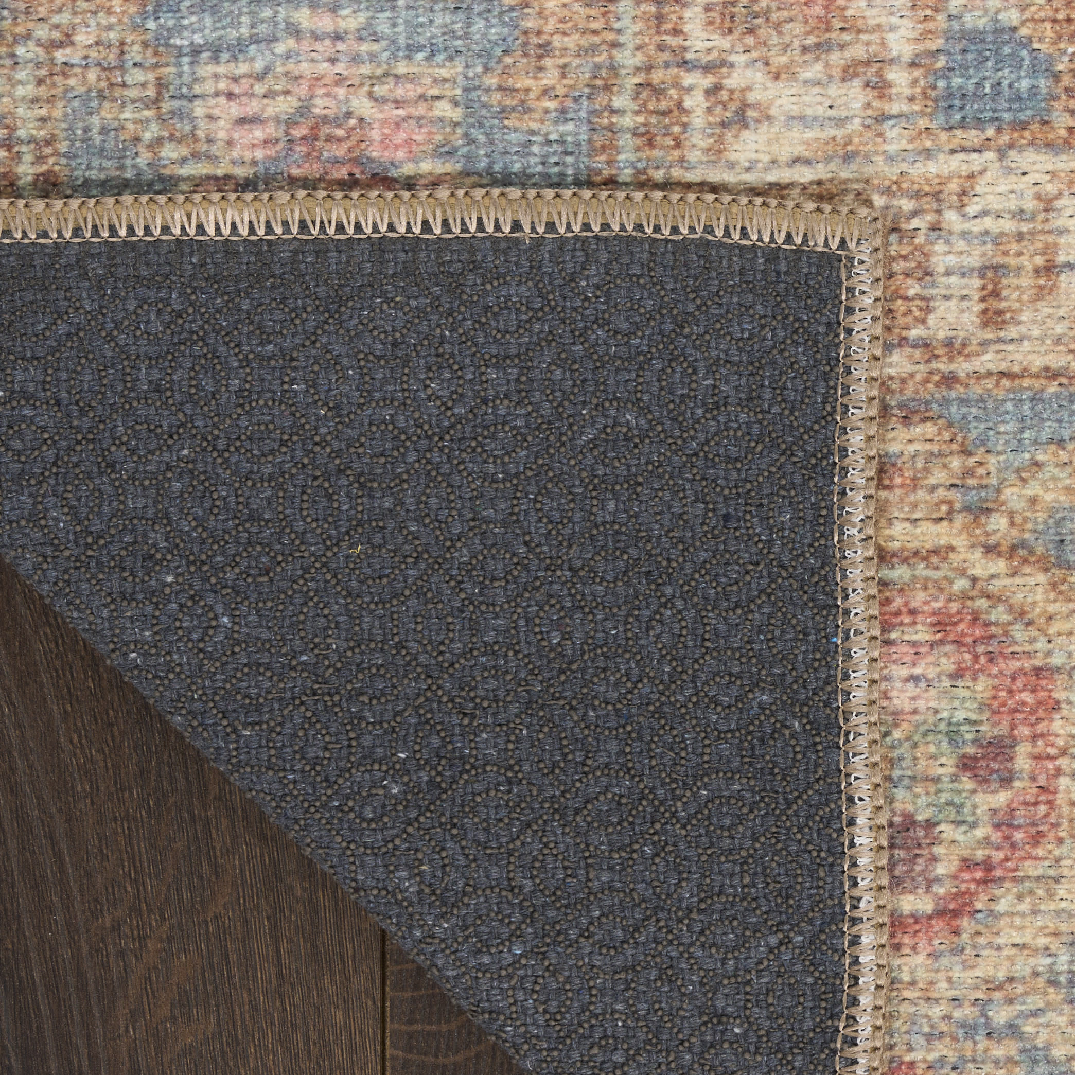 Nourison Vintage Washables 7'10" x 9'10" Navy Multicolor Vintage Indoor Rug