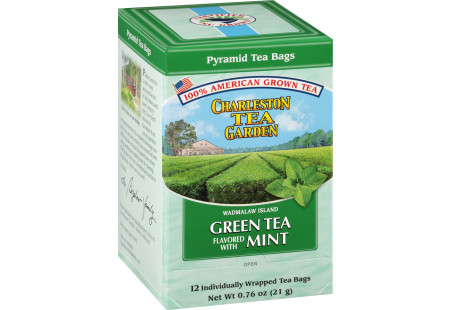 Wadmalaw Island Green Tea Mint Pyramid Bags - Case of 6 boxes- total of 72 teabags