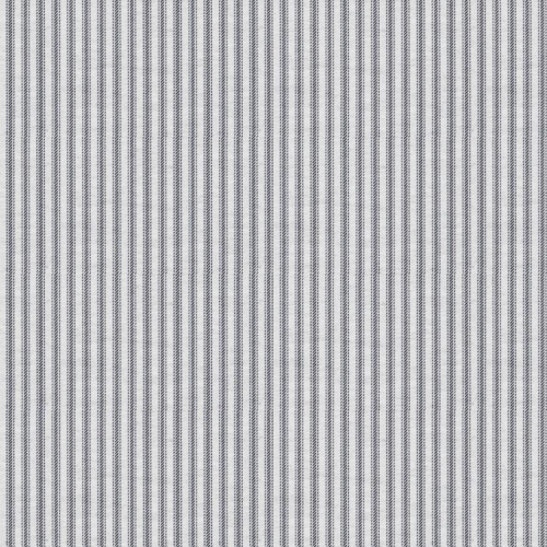 Narrow black dashed vertical-striped fabric, hanging flat and filling the frame; repeating pinstripe pattern on white background, close-up showing textile weave under even, diffuse light.