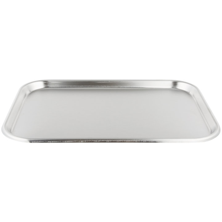 15-inch oblong stainless steel serving and display tray with satin finish