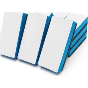 Dry Erase Eraser Board Buddies, 2 x 4 in, Blue/White, 12-Pack