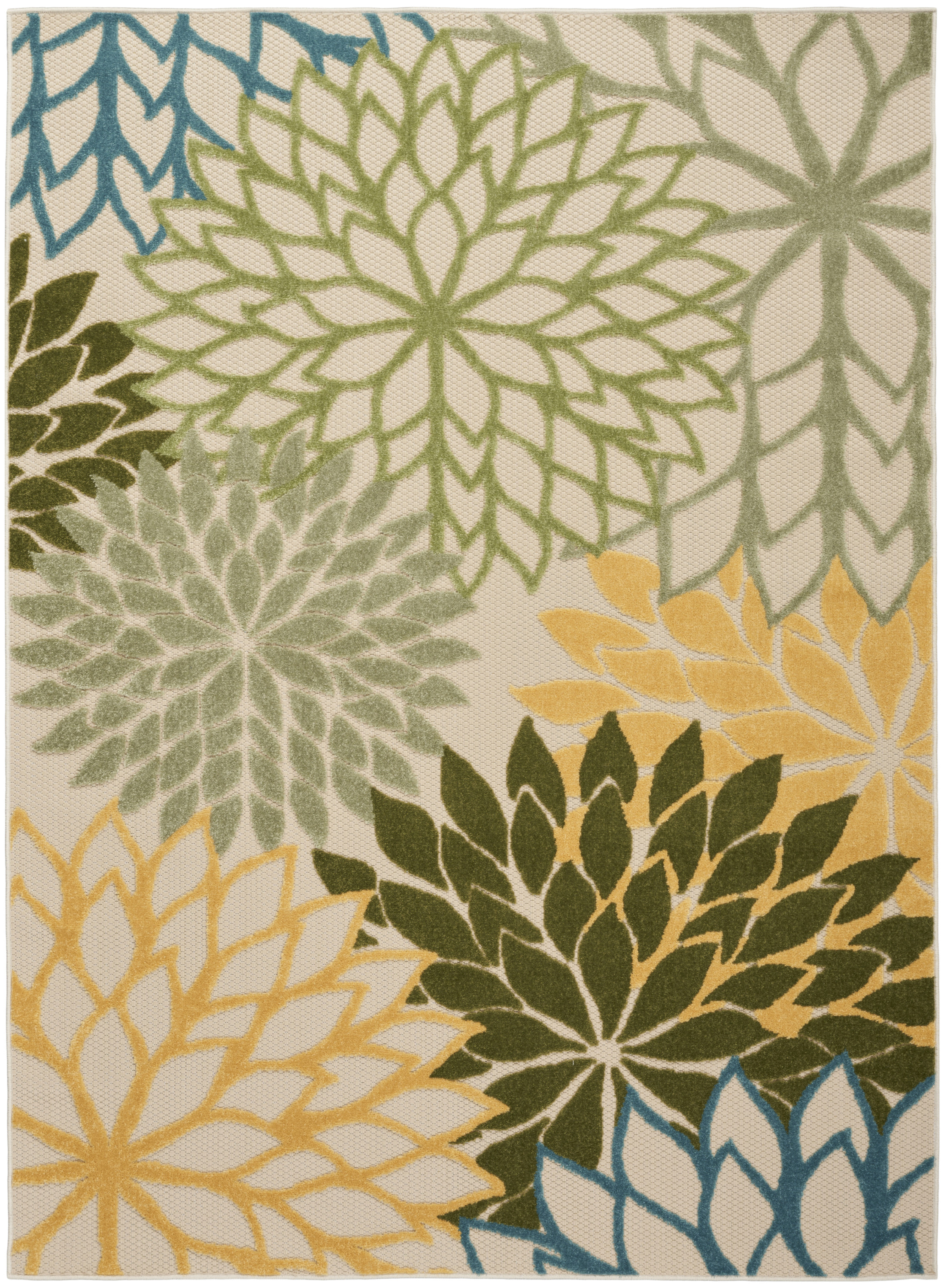 Nourison Aloha 6' x 9' Green Multicolor Tropical Rug