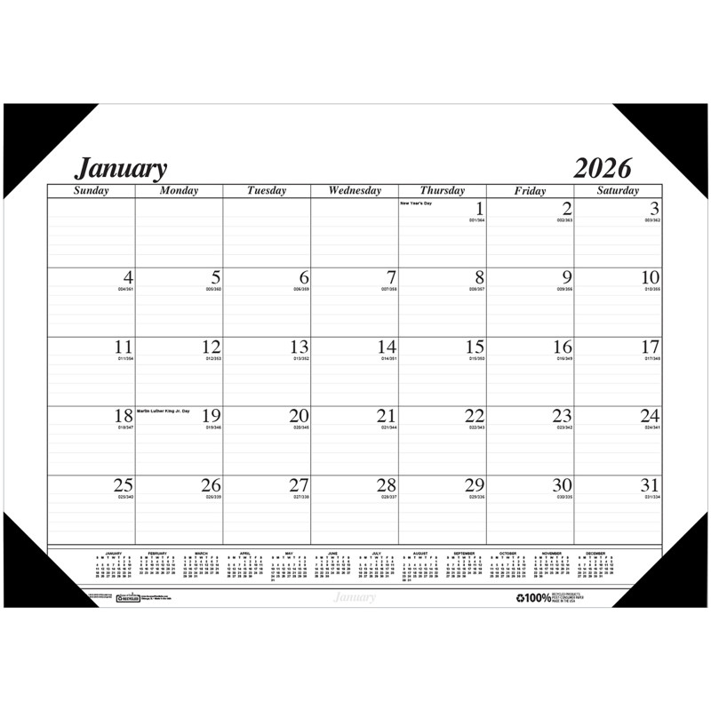 Academic Economy Desk Pad, 12 months, January-December
