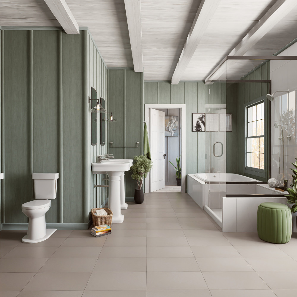 Piscina Glossy Dark Grey with BioTech 9-5/8 in. x 19-1/2 in. Porcelain Floor and Wall Tile