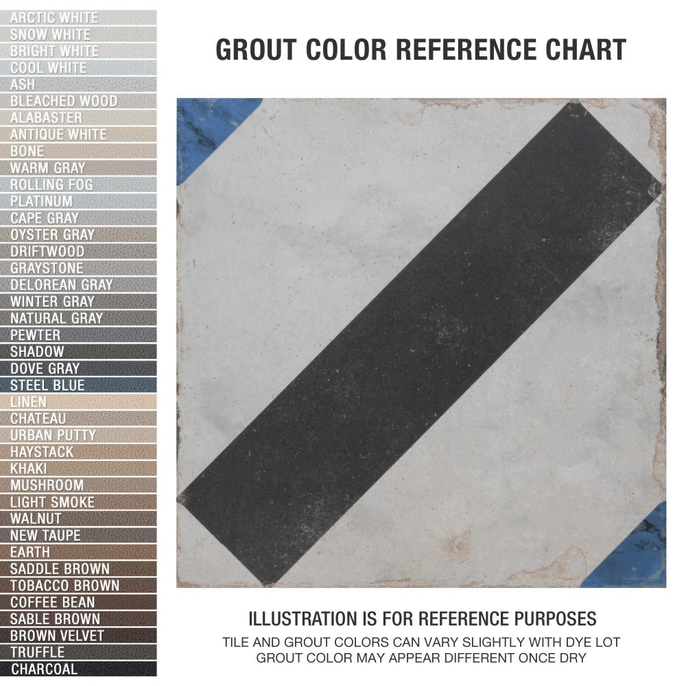 Renaissance Deco Indigo Frame 7-7/8 in. x 7-7/8 in. Porcelain Floor and Wall Tile