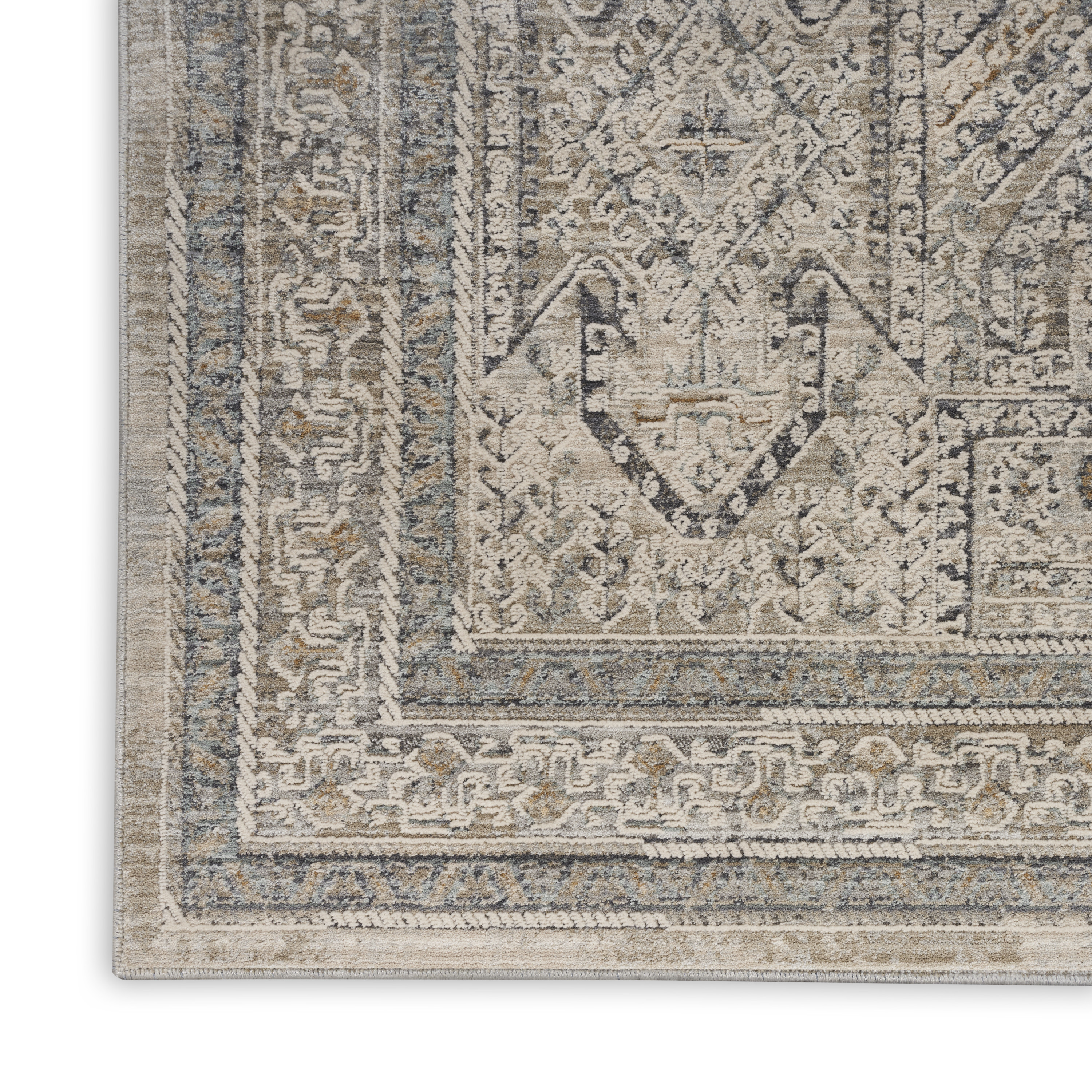 Nourison Lynx 2'3" x 10' Ivory Grey Blue Vintage Indoor Rug