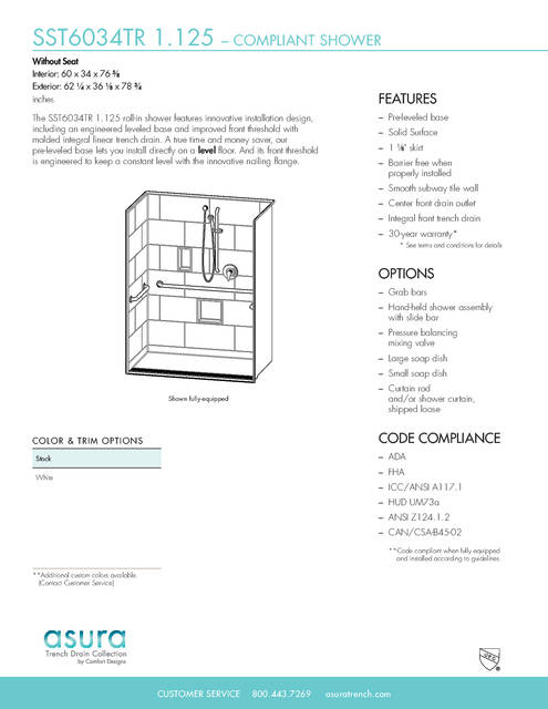 Tech Data Sheet — Cd Shower Tech Data Asura Sst 6034 Tr 1 125 No Seat