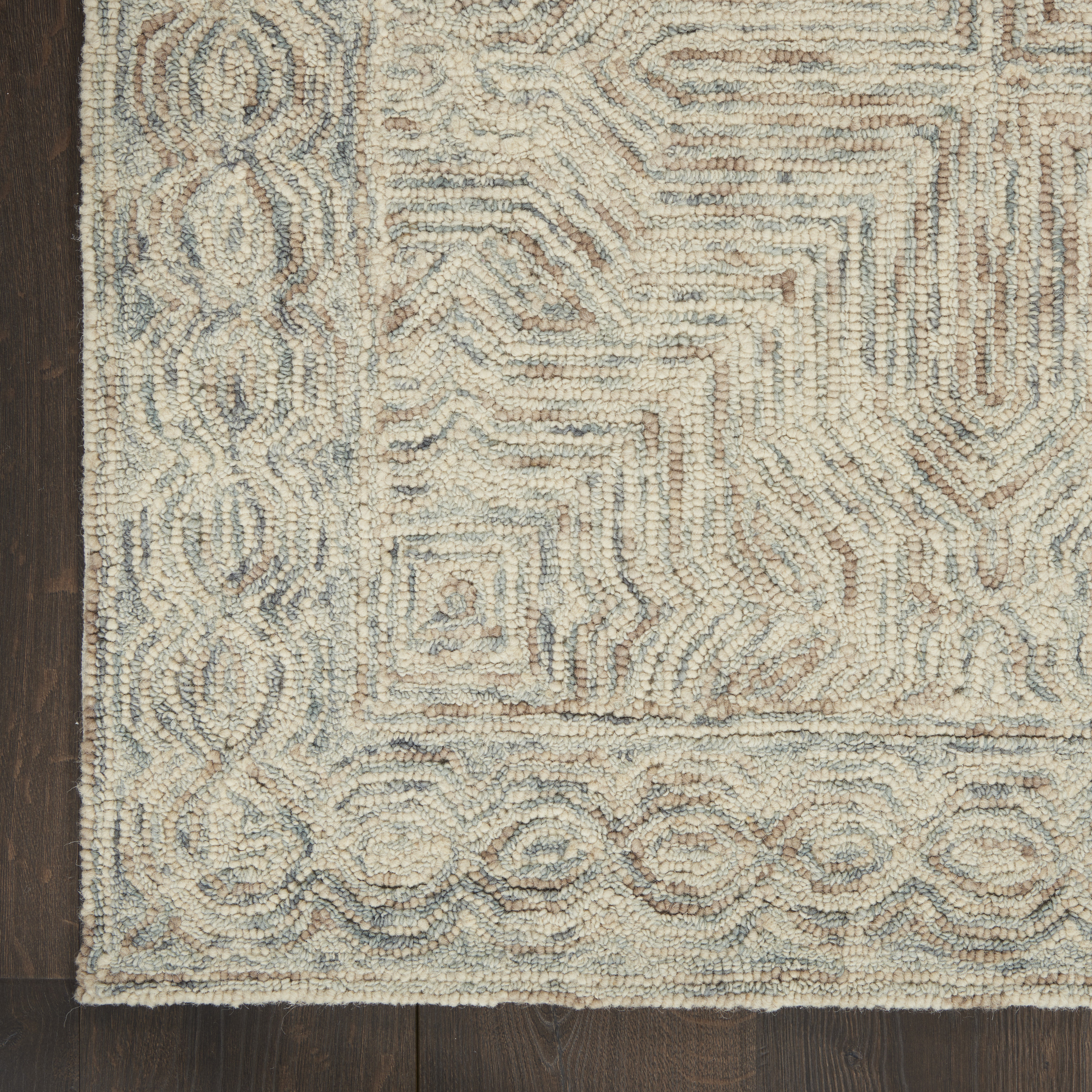 Nourison Interlock 5' x 7'6" Blue Ivory Bohemian Indoor Rug