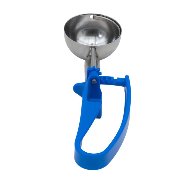 2-ounce disher with royal blue squeeze handle