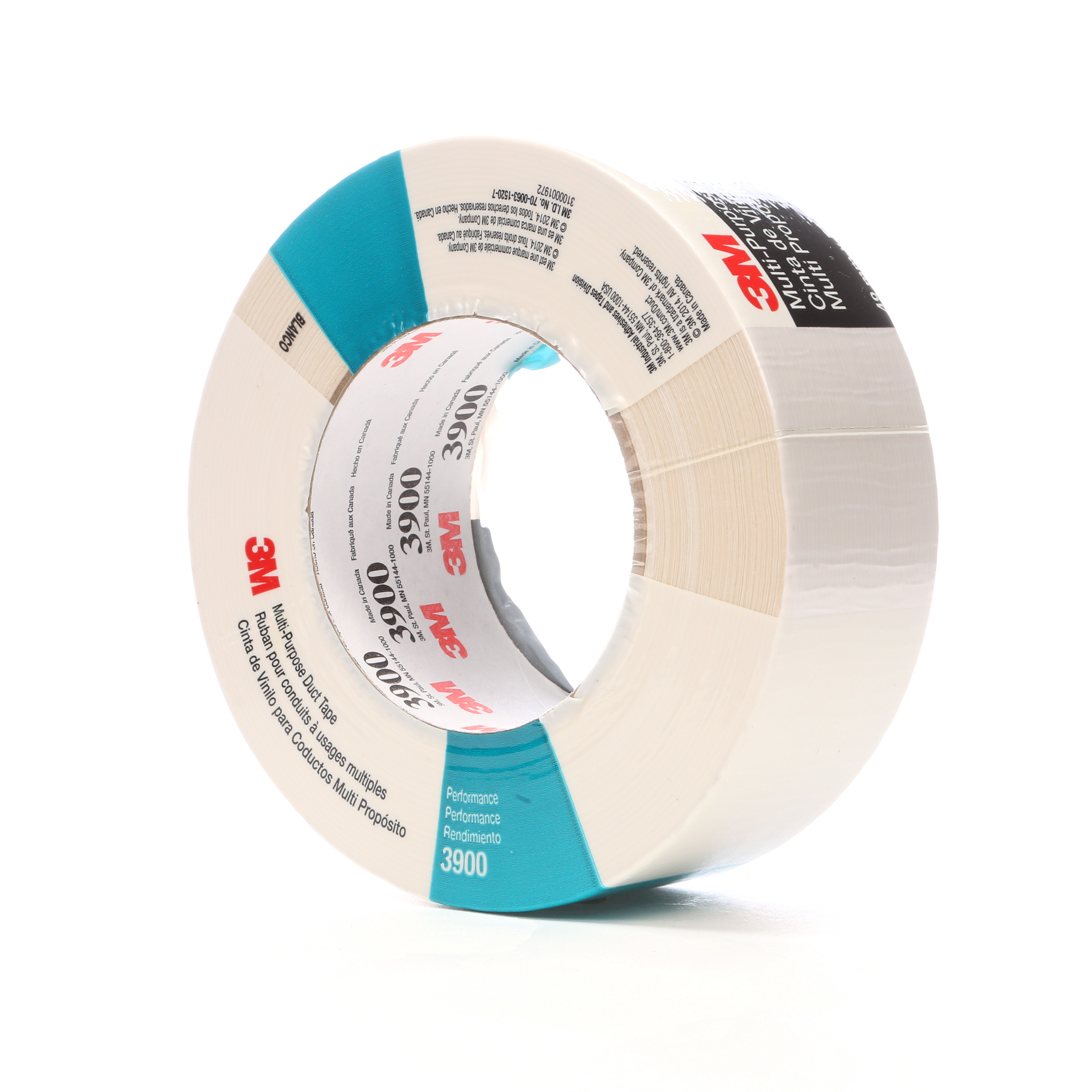 3M™ Multi-Purpose Duct Tape 3900, White, 48 mm x 54.8 m, 7.7 mil, 24 per
case, Individually Wrapped Conveniently Packaged