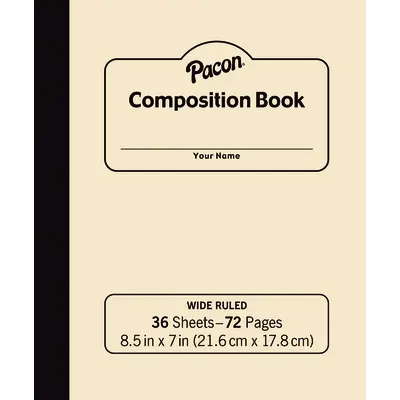 Pacon  Composition Book, Manila, 3/8 in ruled with margin 8-1/2