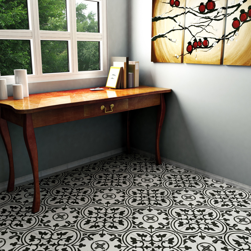 Arte White 9.75x9.75 Square Porcelain Floor and Wall Digital Pattern