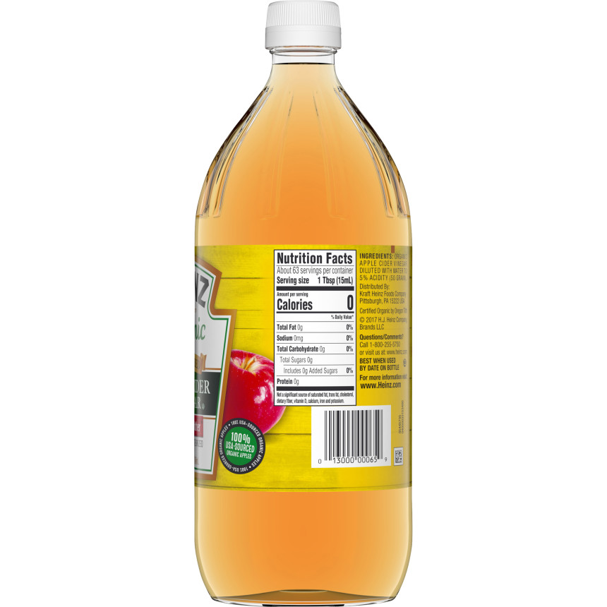  Heinz Organic Unfiltered Apple Cider Vinegar with the Mother, 32 fl oz Bottle 