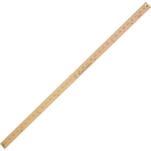 Metal Edged Yardstick Ruler, Inches and 1/8 Yard Measurements, Natural Wood, 36 Inches