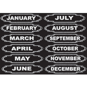 Die-Cut Magnets, Chalkboard Calendar Months, 12 Pieces