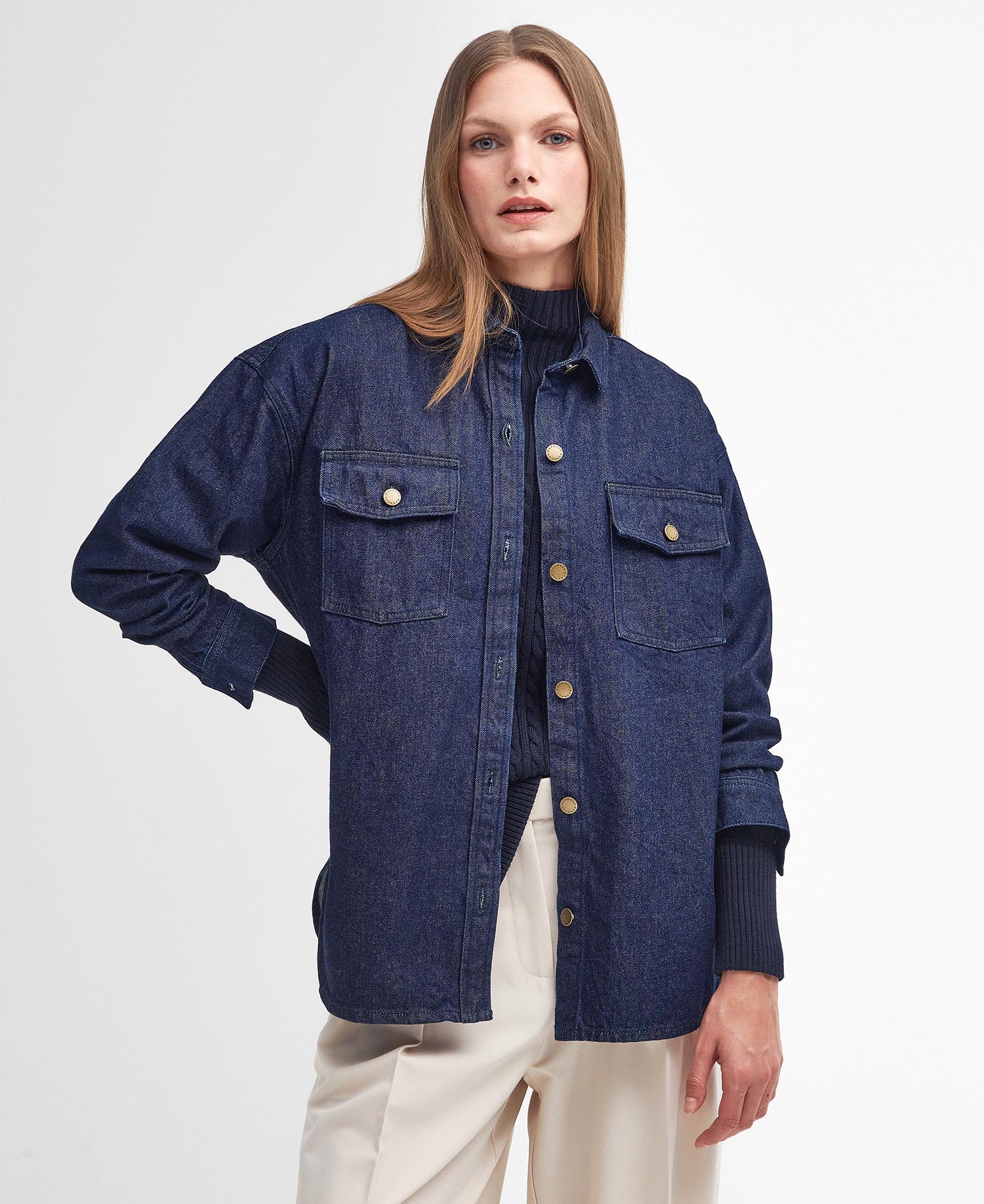 Cassie Denim Oversized Long-Sleeved Shirt image number 0