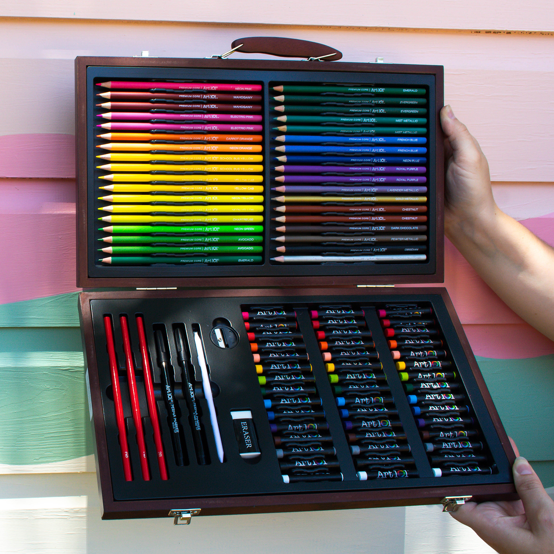 Art 101 Draw & Color Wood 106-Piece Art Set image number null