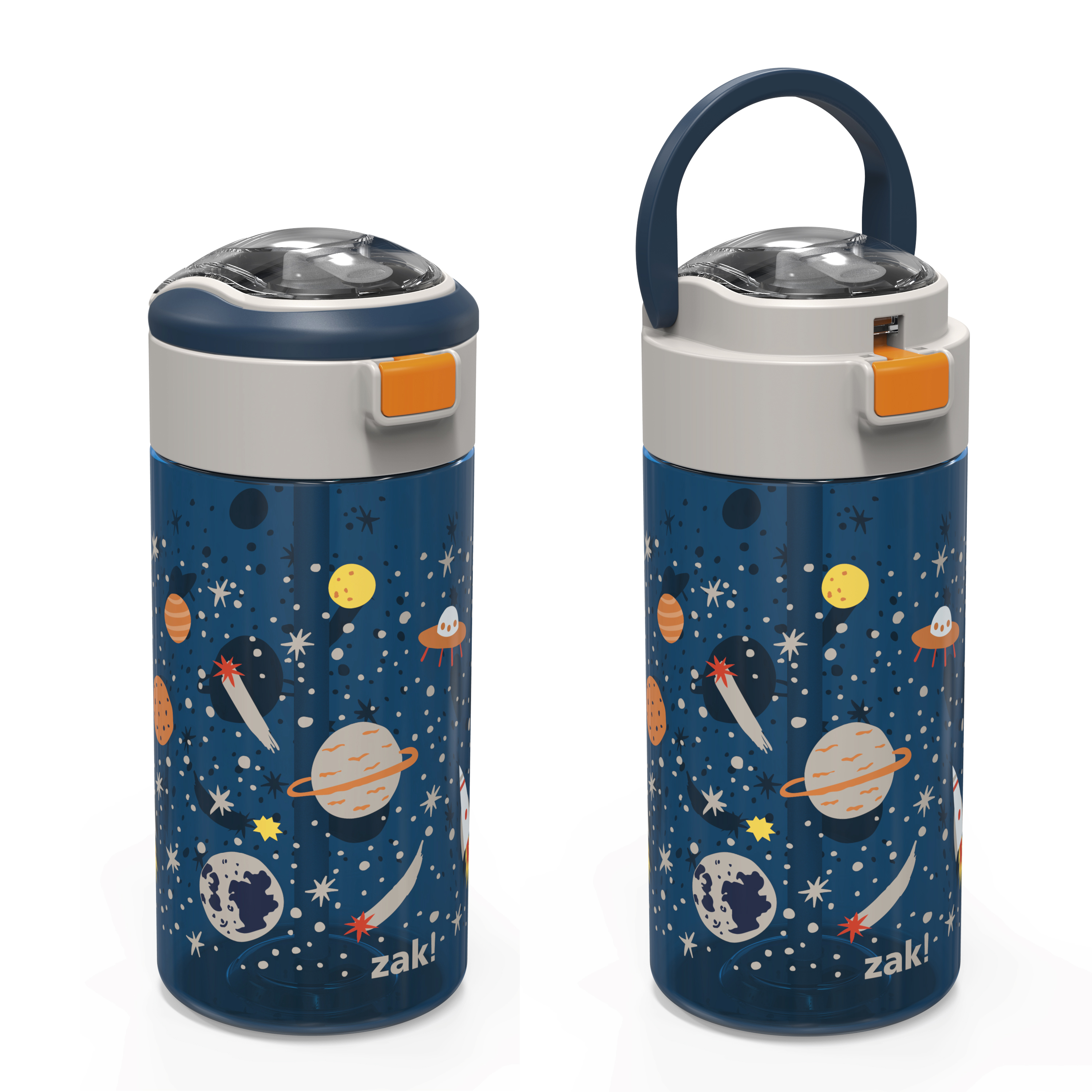 Genesis 18 ounce Reusable Plastic Water Bottle with Push-button lid, Space, 2-piece set slideshow image 6