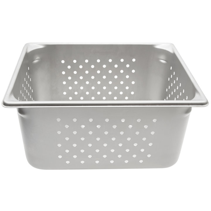 Half-size 6-inch-deep Super Pan V® perforated stainless steel steam table pan