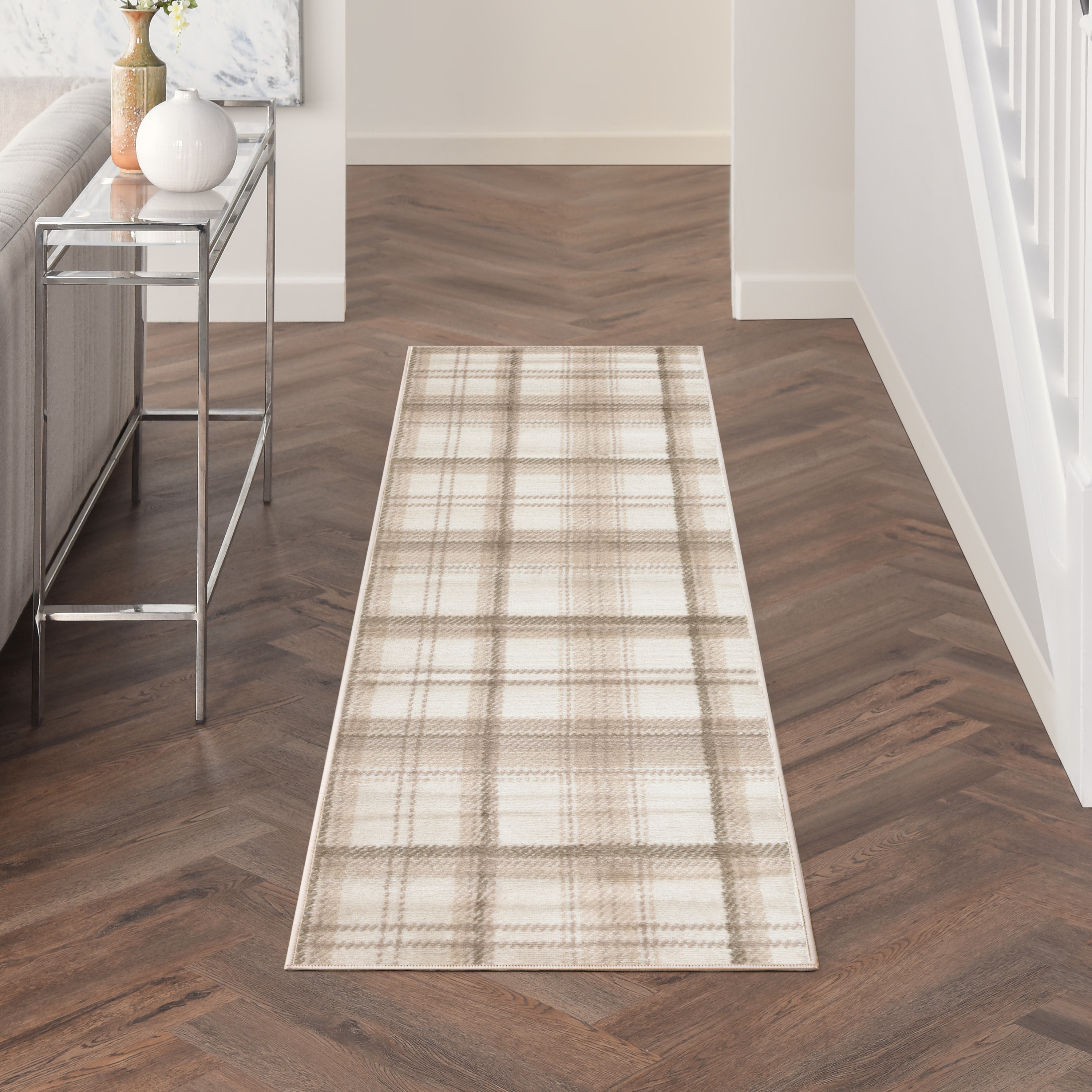 Nourison Grafix 2'3" x 7'6" Ivory Beige Farmhouse Indoor Rug