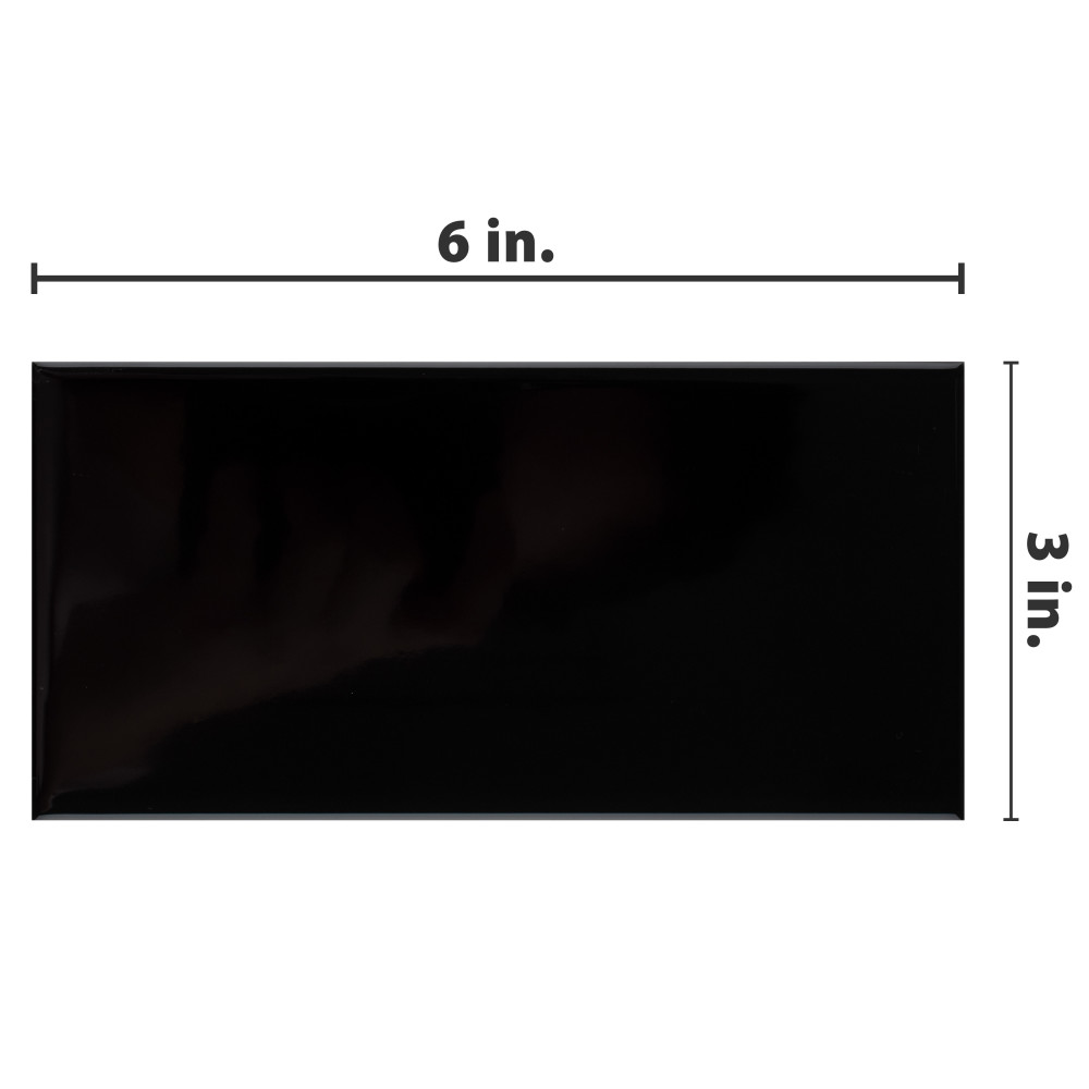 Crown Heights Glossy Black 3 in. x 6 in. Ceramic Wall Tile