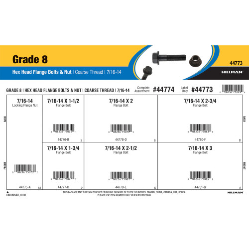 Grade 8 Hex Head Flange Bolts & Nut Assortment (7/16