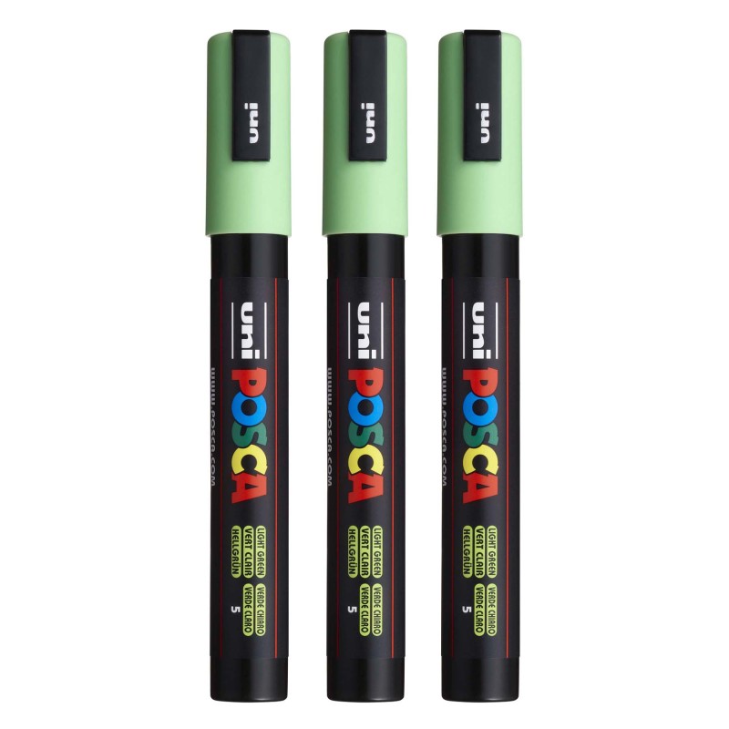 uni® PC-5M Water-Based Paint Markers, Reversible Medium Tip (1.8-2.5mm), Light Green, Set of 3