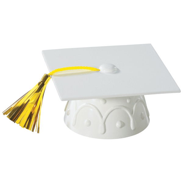 White Grad Cap With Tassels Layon DecoPac
