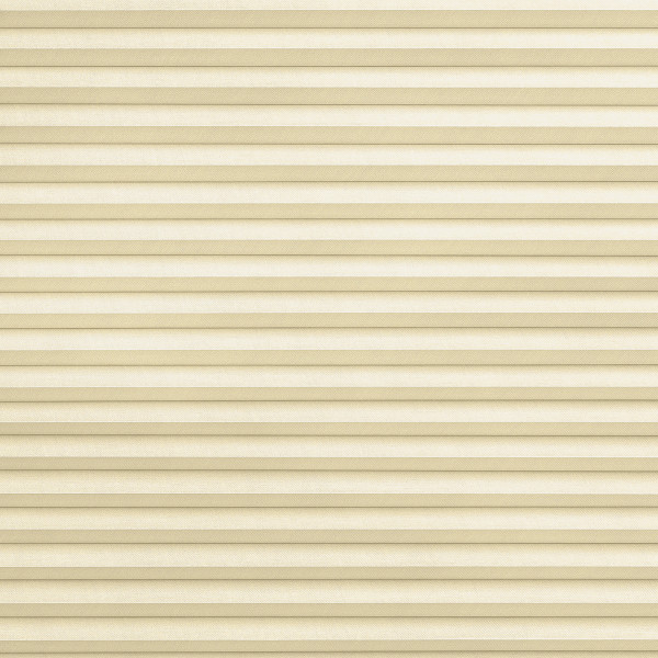 Beige pleated cellular blinds, fully lowered with evenly spaced horizontal folds and subtle textured fabric, filtering soft daylight and covering the window in a neutral, softly lit interior.