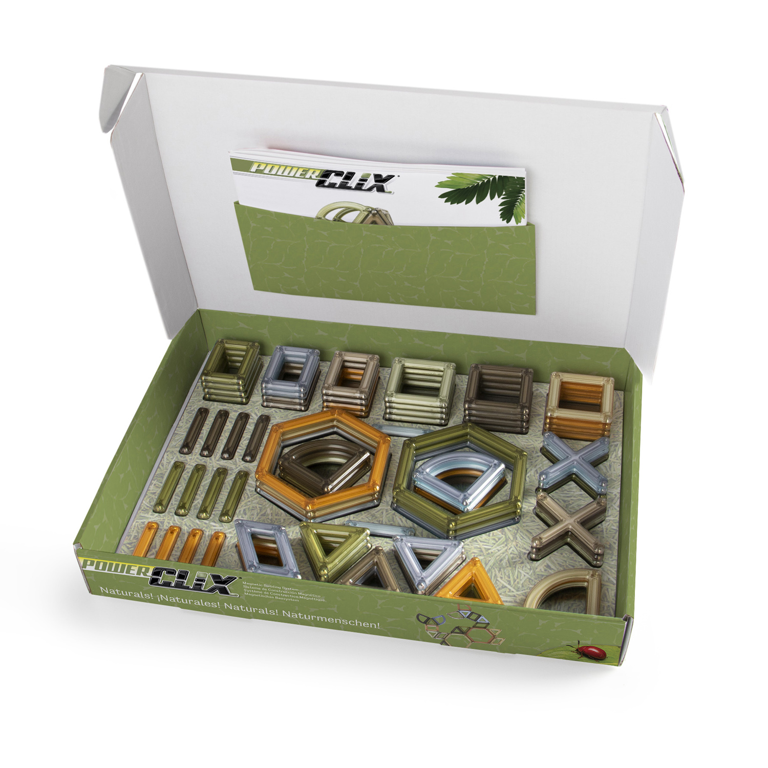 Guidecraft PowerClix Frames, Natural, Magnetic Building Set, 75 Pieces image number null
