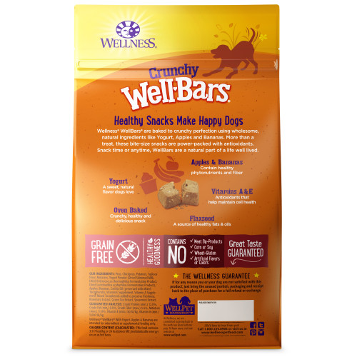 Wellness WellBars Yogurt, Apples & Banana back packaging