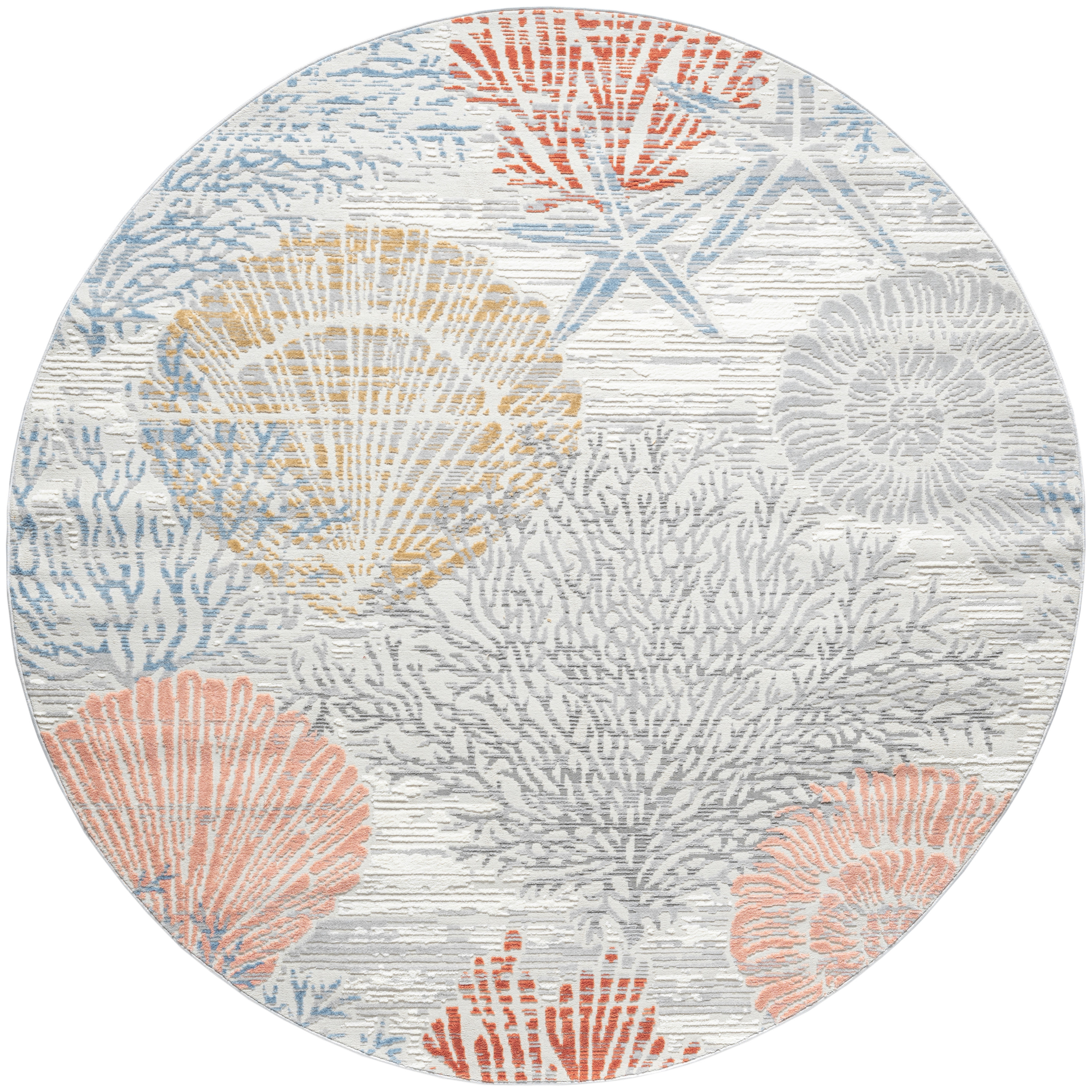 Nourison Seaside 7'10" x Round Multicolor Coastal, Nautical & Beach Indoor Rug