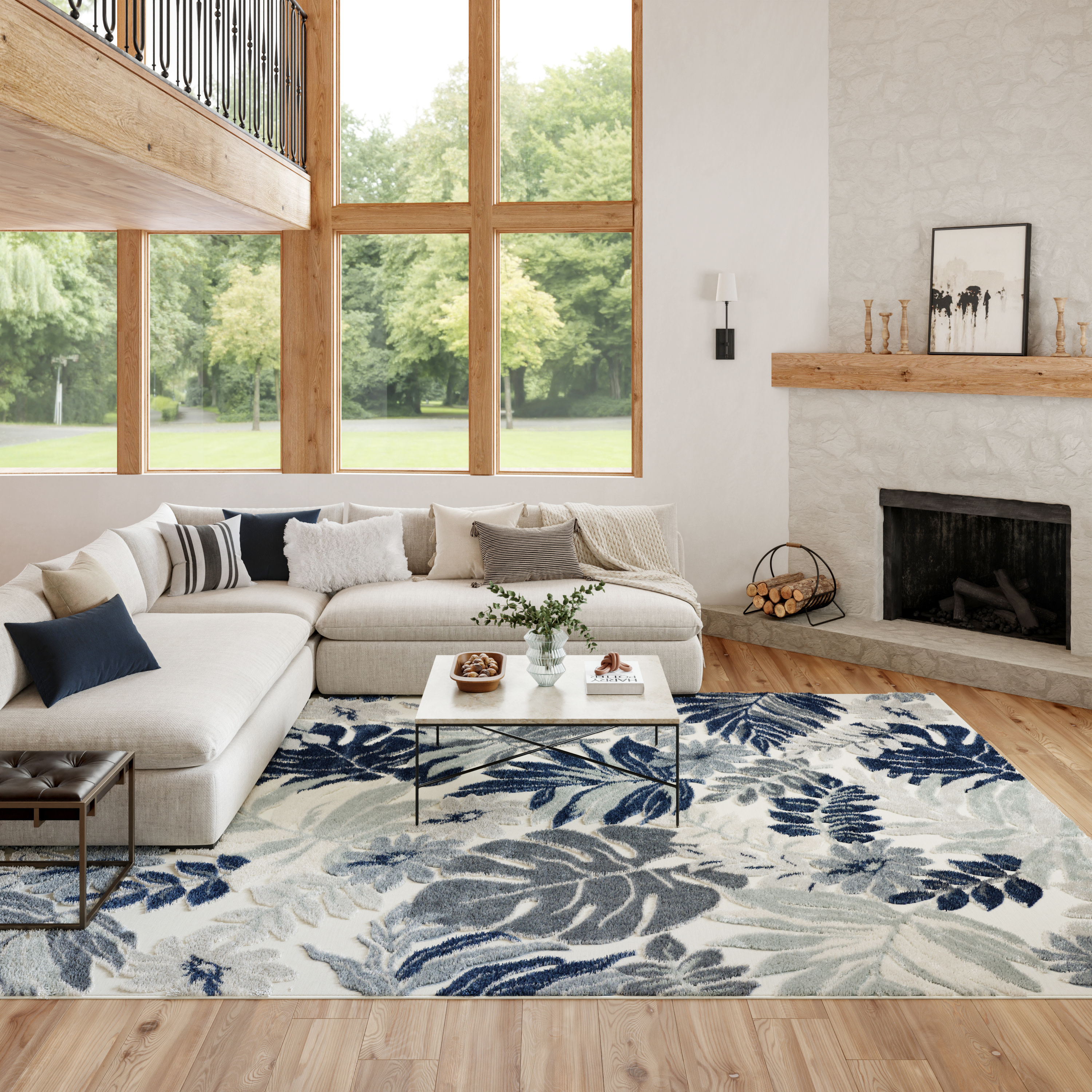 Nourison Suncoast 9' x 12' Blue Tropical Rug