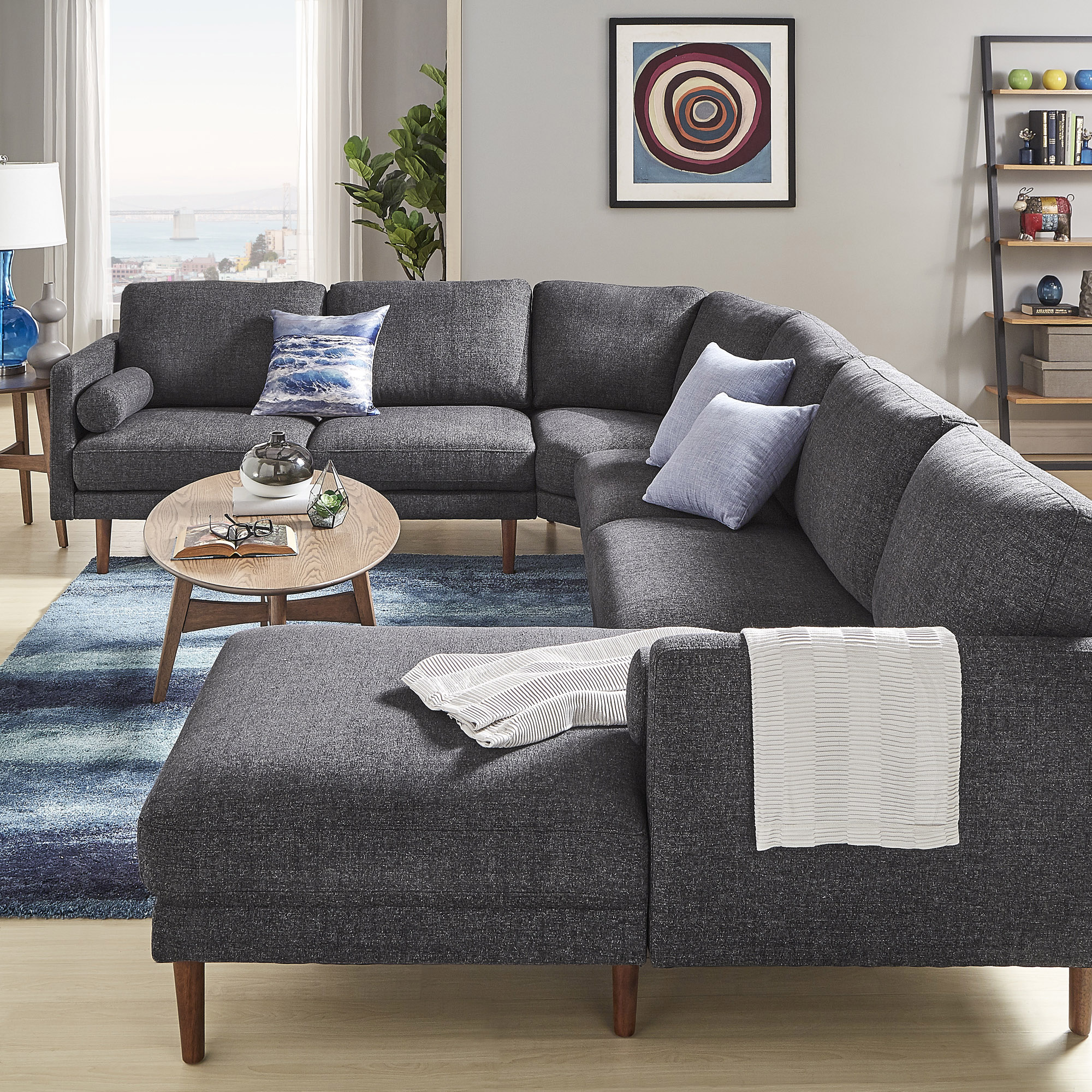 Mid-Century Upholstered Sectional Sofa
