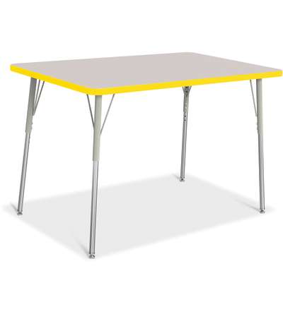 Berries® Rectangle Activity Table - 30" X 48", A-height - Gray/Yellow/Gray