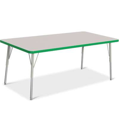 Berries® Rectangle Activity Table - 30" X 60", A-height - Gray/Green/Gray