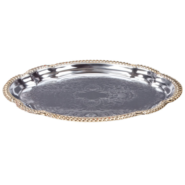 Large Odyssey oval serving tray with gold trim