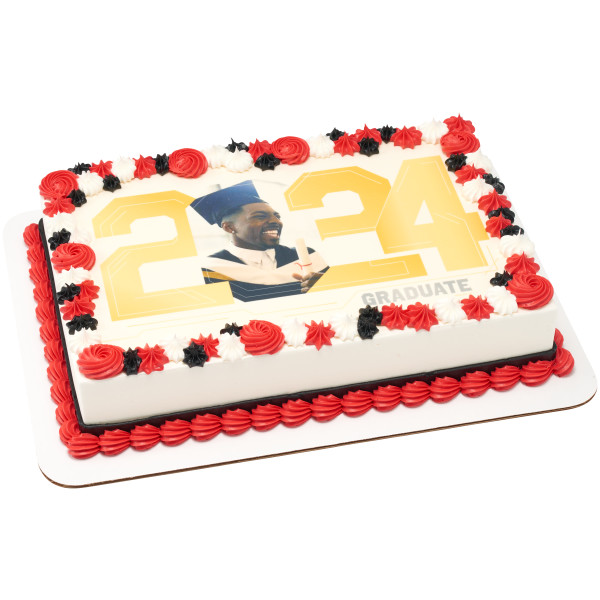 Gold 2024 Graduate PhotoCake® Edible Image® Frame