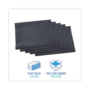 Boardwalk,  LLDPE Liner, 60 gal Capacity, 38 in Wide, 58 in High, 1.3 Mils Thick, Gray