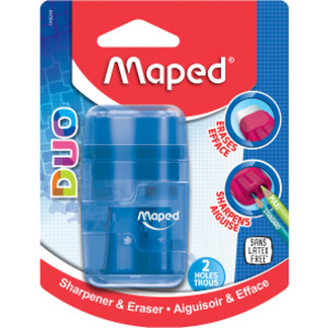 Connect DUO 2 Hole Sharpener / Eraser Combo, Assorted Colors