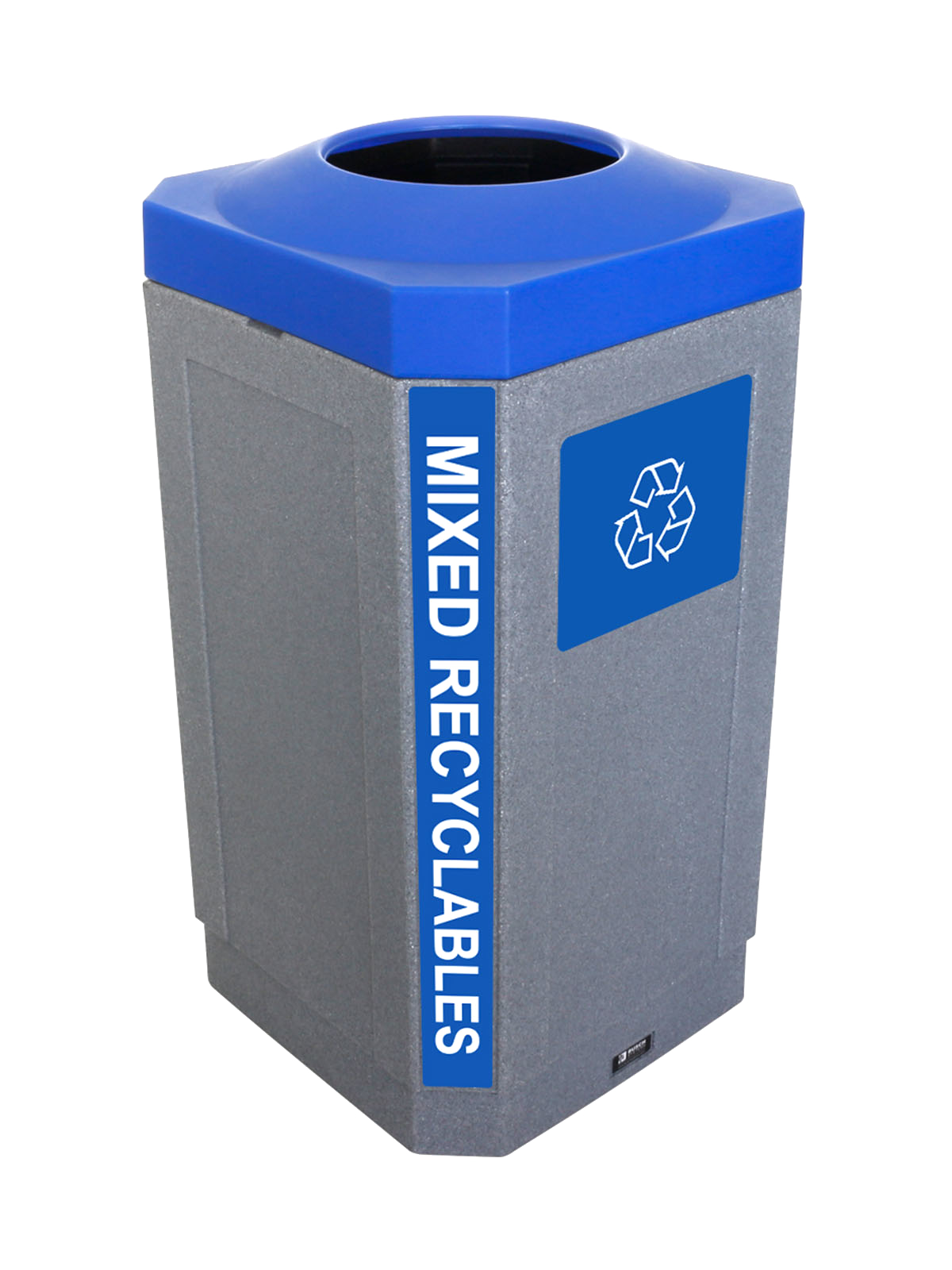 OCTO – Single – Kit – Indoor – Mixed Recyclables – Full – Greystone-Blue