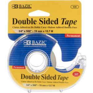 Double Sided Permanent Tape with Dispenser, 3/4" x 500"