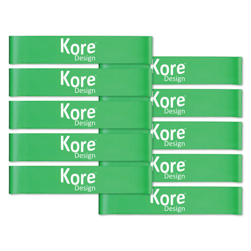 Fidget Kick Bands, Latex, 10" to 16", Green, Pack of 10