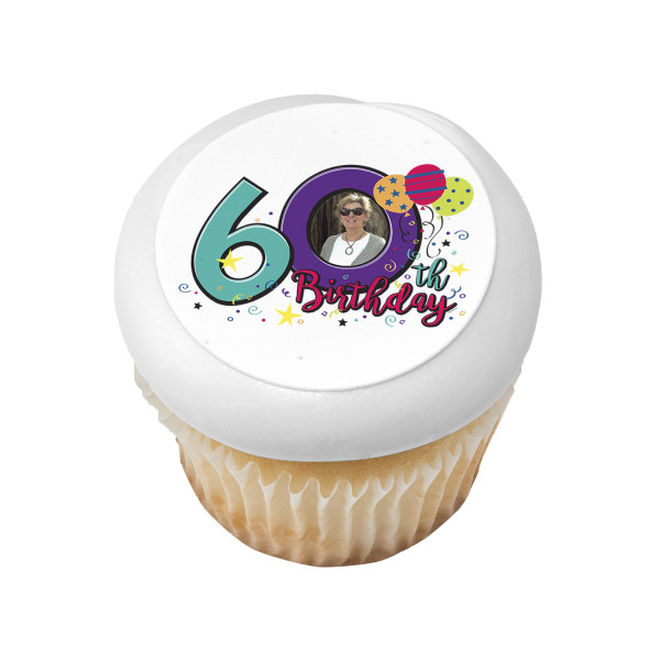Happy 60th Birthday PhotoCake® Edible Image® Frame