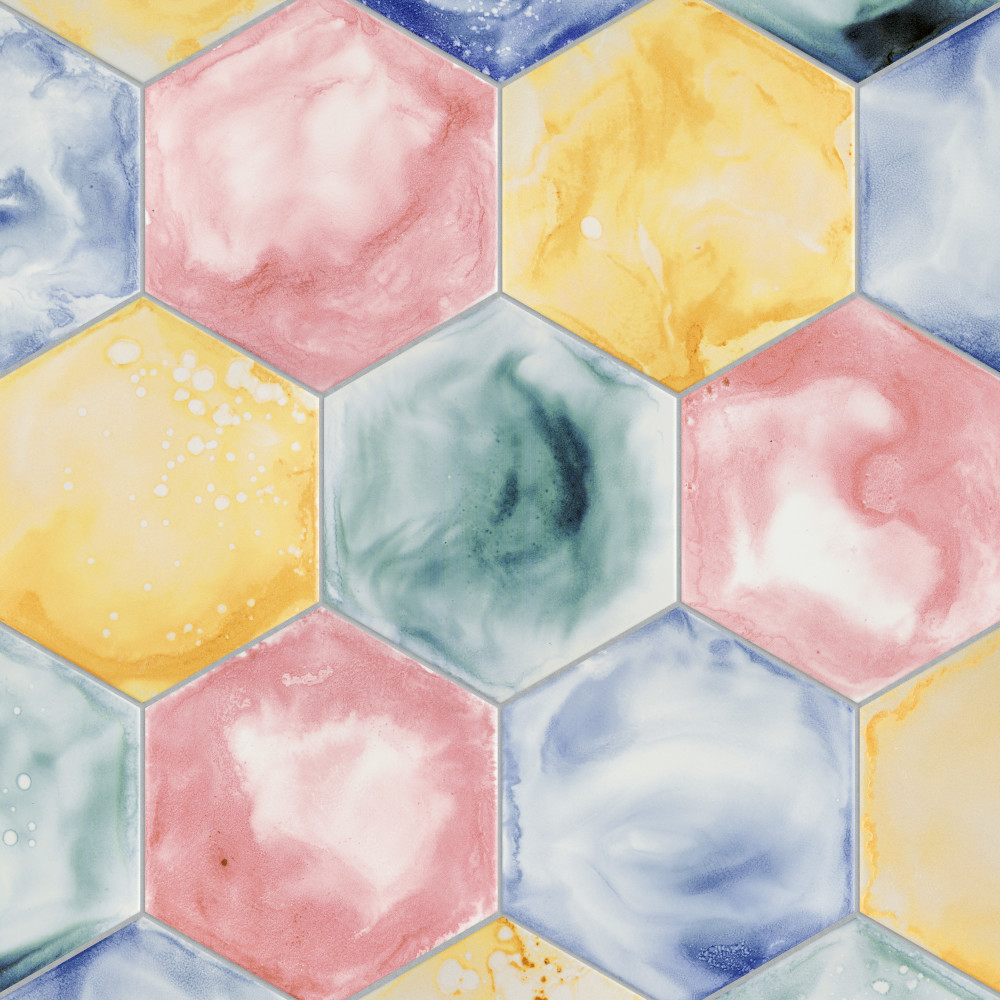 Raktion Hex 8.63x9.88 Hexagon Porcelain Floor and Wall Digital Pattern