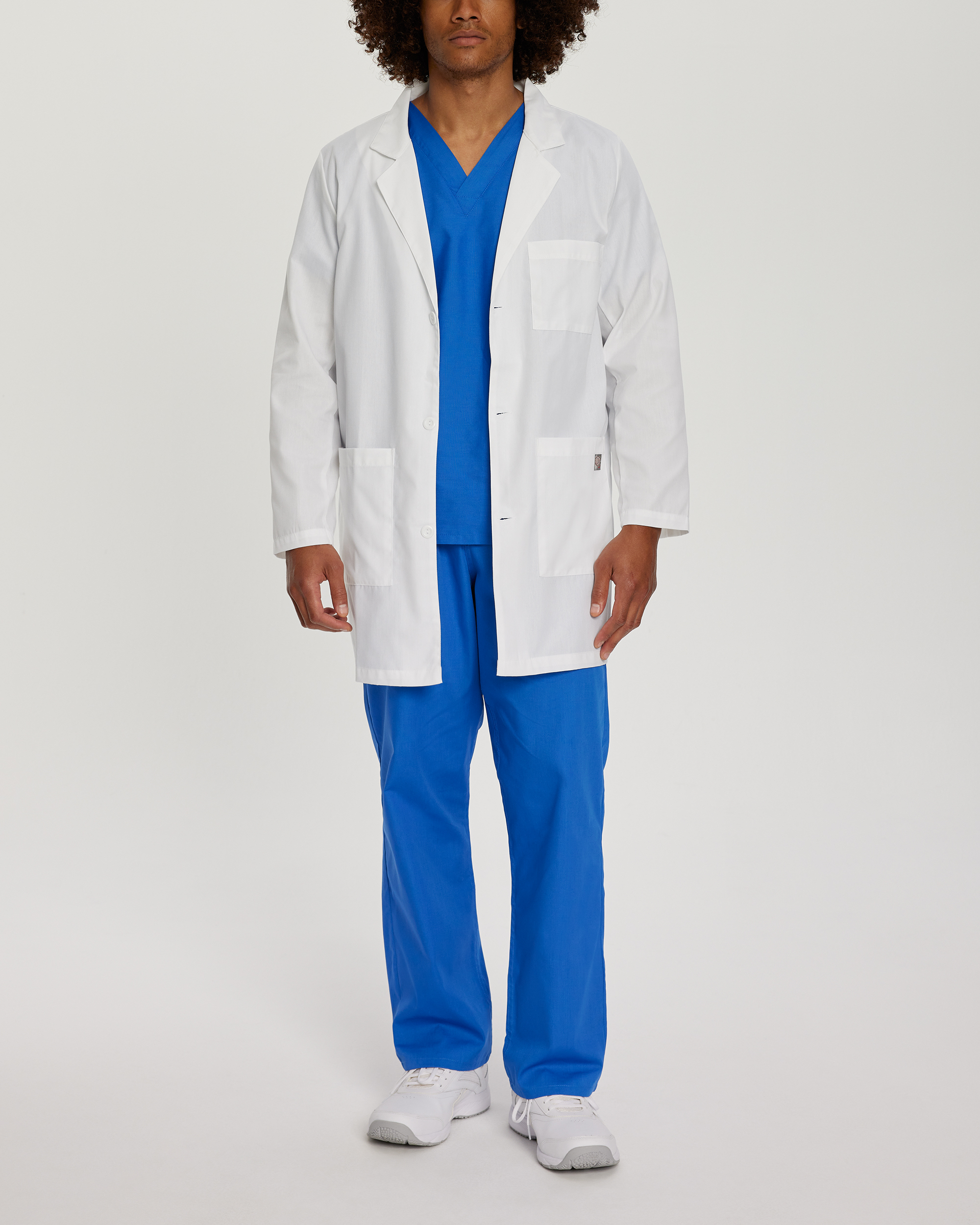 Landau Scrub Zone Unisex 3-Pocket Mid-Length White Coat-White Coats