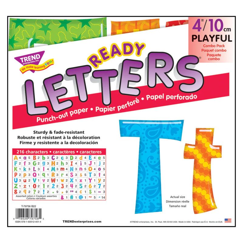 Colorful Patterns 4-Inch Playful Uppercase/Lowercase Combo Pack (EN/SP) Ready Letters®