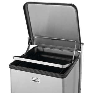 Rubbermaid Commercial, Defenders, Step-On, 6.5 gal, Metal, Stainless Steel, Square, Receptacle