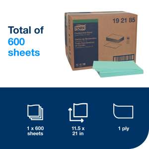 Tork, Self Dispensing 1/4 Fold, 1 ply, 11.50"x21.00", Nonwoven Fabric, Food Service Wipers, Green/White